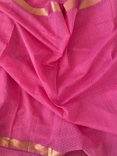 Mangalgiri Handwoven Cotton Saree | Pink | Ships from California
